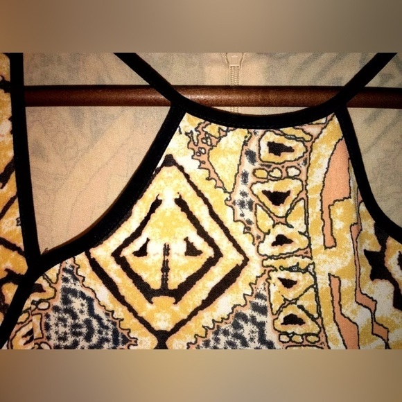 Bohemian Summer Dress Flowing Rayon Fabric, Two Tone Print, Full Length - Picture 4 of 5